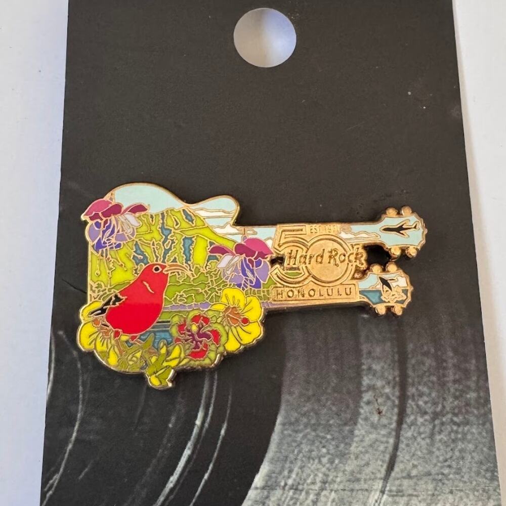 Hard Rock Cafe Honolulu HI 50th Anniversary Core Diamond Head Guitar Pin - READ